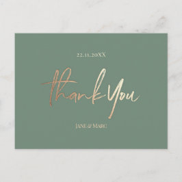Postal Sage Green Boda Gracias Cartas Elegantes Guión