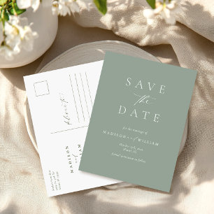 Postal Sage Green Elegant Wedding Salva La Fecha
