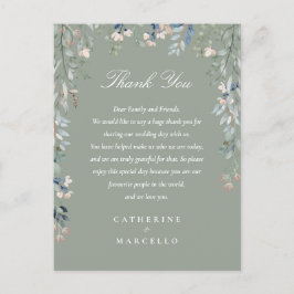 Postal Sage Green Floral Gracias Boda Place Card