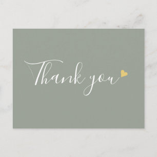 Postal Sage Green Gold Heart Script Agradecimiento Empres