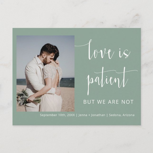 Postal Sage Green Modern Minimal Script Elopement (Anverso)