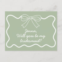 Sage Green Retro Wavy Bridesmaid Propuesta