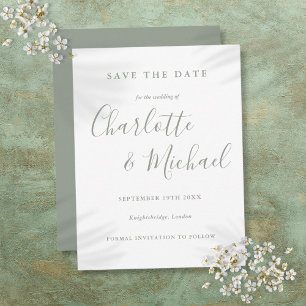 Postal Sage Green Signature Wedding Save the Date