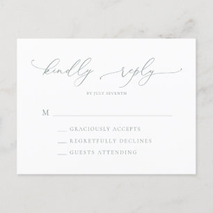 Postal Sage Green Wedding Minimalista RSVP