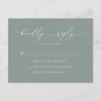 Sage Green Wedding Minimalista RSVP