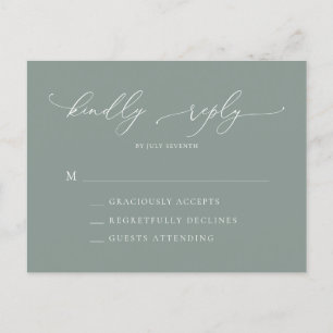 Postal Sage Green Wedding Minimalista RSVP