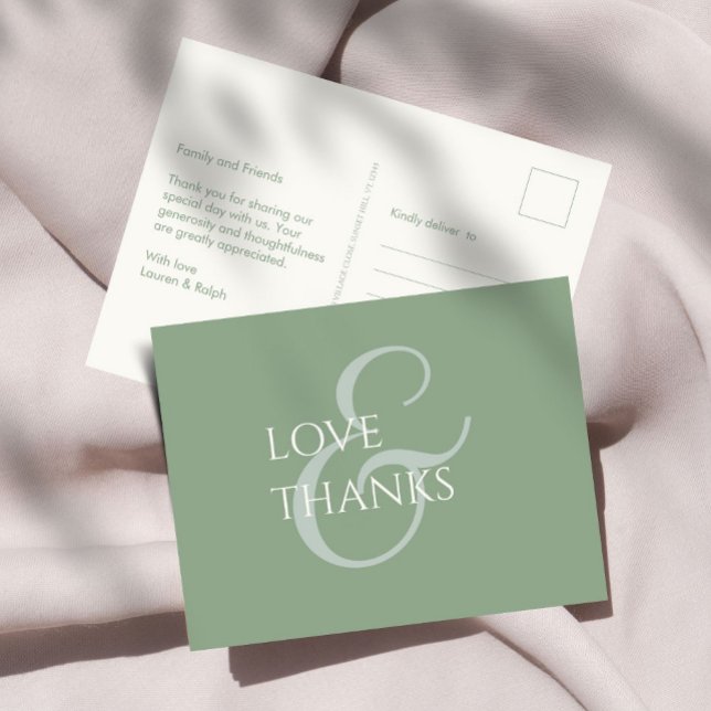 Postal Sage Green y Ivory Non-Photo Gracias (Subido por el creador)