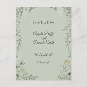Postal Sage Line Art Floral Save the Date