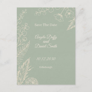 Postal Sage Line Art Floral Save the Date