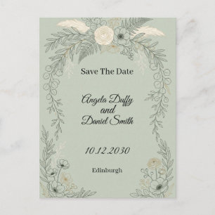 Postal Sage Line Art Floral Save the Date