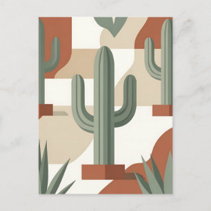 Postal Sage Verde Moderno Cactus Terracota Desierto