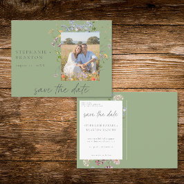 Postal Sage Wildflower Garden Elegant Photo Save the Date