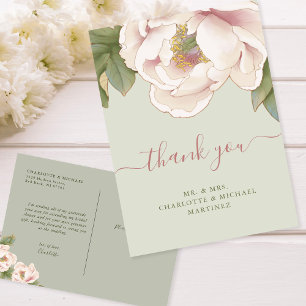 Postal Sage y Rubor Peony Floral Bridal Shower