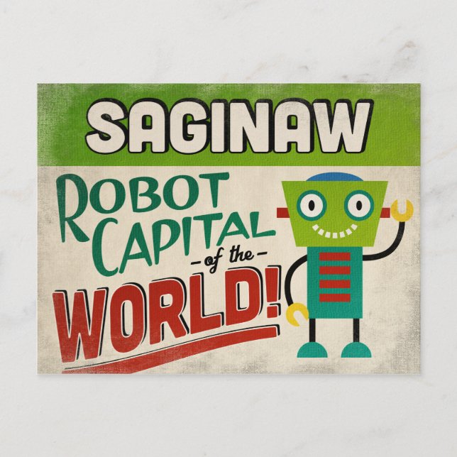 Postal Saginaw Michigan Robot - Graciosa cosecha (Anverso)