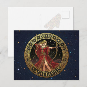 Postal Sagitario Arquero Símbolo Zodiacal Para Ella