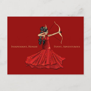 Postal Sagitario Diosa Femenina - Rojo