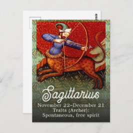 Postal Sagittarius Horoscope Zodiac Arte Medieval
