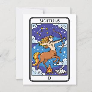 Postal Sagittarius Zodiac Ilustracion Tarot Style