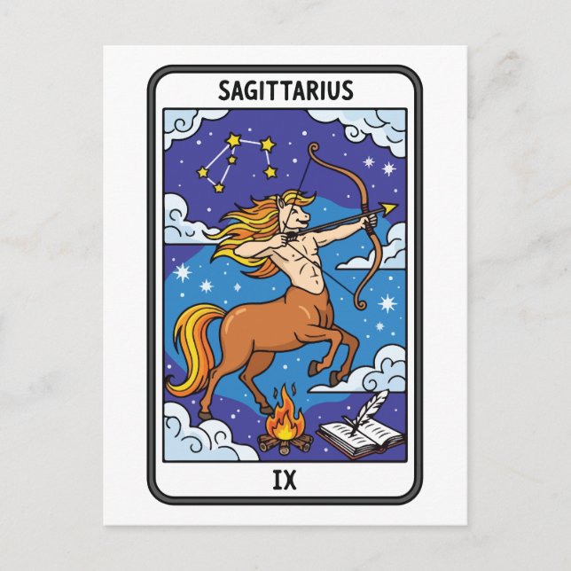 Postal Sagittarius Zodiac Ilustracion Tarot Style (Anverso)