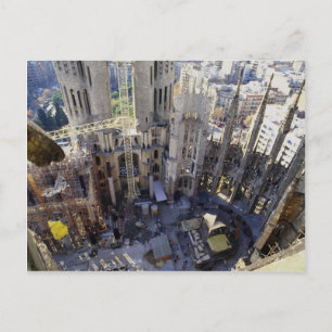 Postal Sagrada Familia, aérea, Barcelona, España