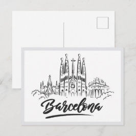 Postal Sagrada Familia dibujada a mano Barcelona España