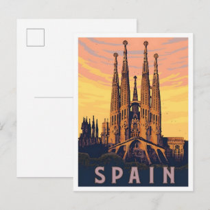Postal Sagrada Familia España Viajes Antiguos