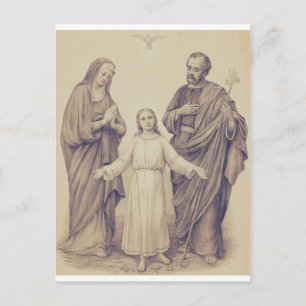 Postal Sagrada Familia Jesús, Virgen María y San José