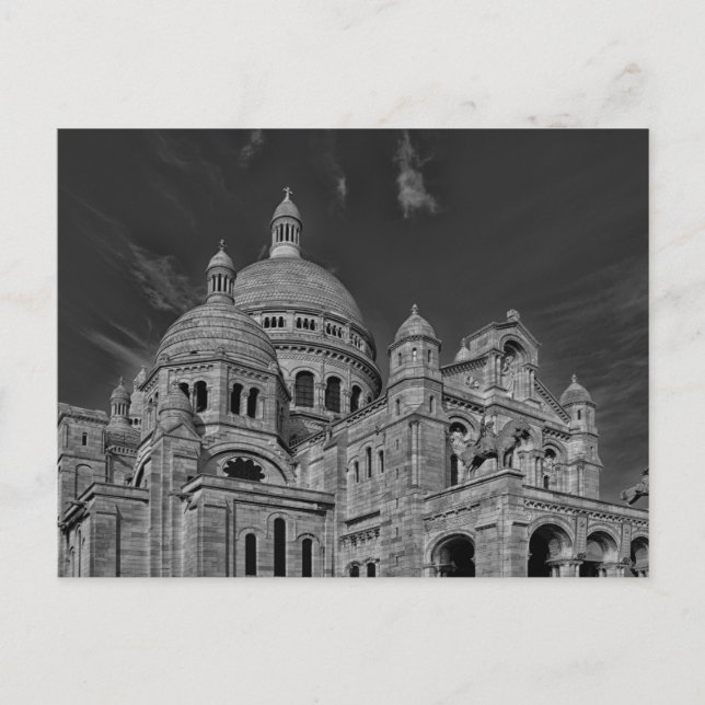 Postal Sagrado Blanco Negro Coeur París Europa Viaje (Anverso)