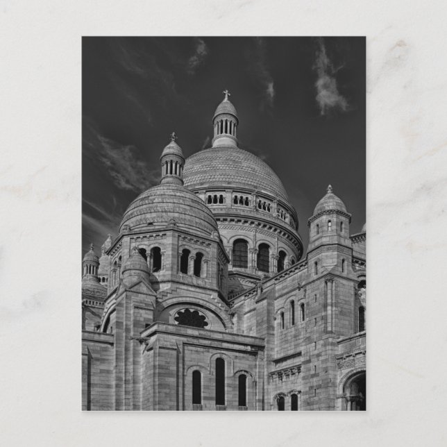Postal Sagrado Blanco Negro Coeur París Europa Viaje (Anverso)