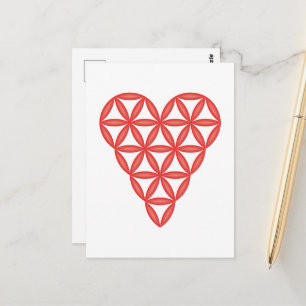 Postal Sagrado Corazón - Corazón de la vida, 3D/Rojo.