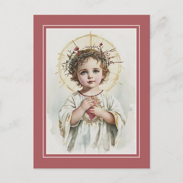 Postal Sagrado Corazón de Jesús, Católico, Divina Miseric (Anverso)