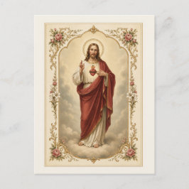 Postal Sagrado Corazón de Jesús Católico Vintage