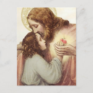 Postal Sagrado Corazón de Jesús Niño Postcarta religio