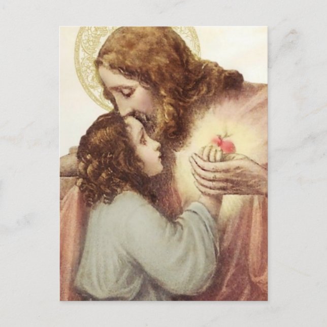 Postal Sagrado Corazón de Jesús Niño Postcarta religiosa (Anverso)