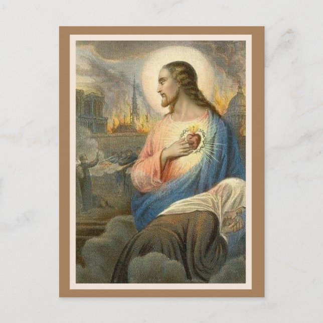 Postal Sagrado Corazón de Jesús Notre Dame Religiosa (Anverso)