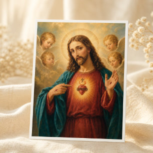 Postal Sagrado Corazón de Jesús Religioso Vintage 