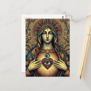 Postal Sagrado Corazón de María Protección contra el Mal