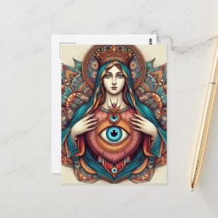 Postal Sagrado Corazón De María Protección Contra El Mal