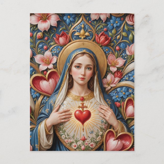 Postal Sagrado Corazón de María Religiosa (Anverso)