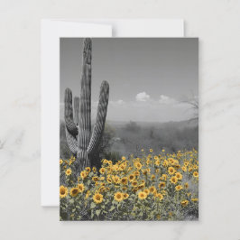 Postal Saguaro Cactus y Sunflowers, desierto del suroeste