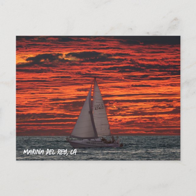 Postal Sailboat at Sunset - Marina Del Rey, CA (Anverso)
