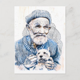Postal Sailor Holding Small Westie Dog In Arms