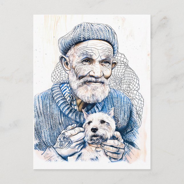 Postal Sailor Holding Small Westie Dog In Arms (Anverso)