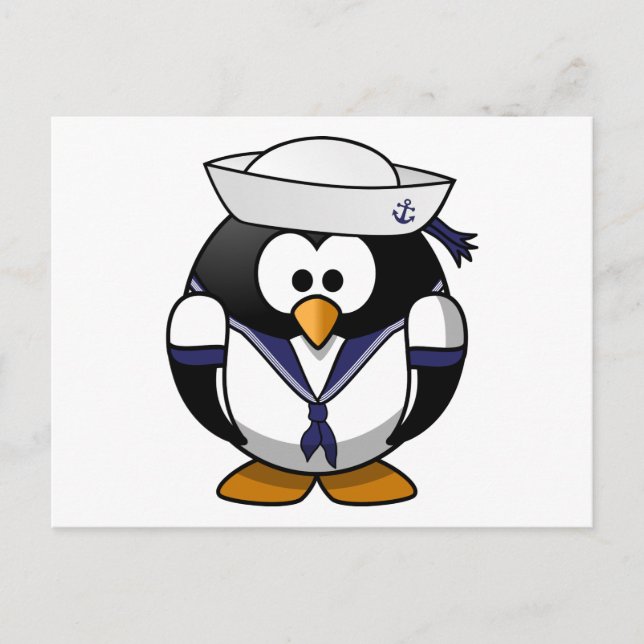 Postal Sailor Penguin Cute Personalizado (Anverso)