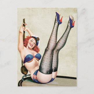 Postal Sailor Pin up Chica