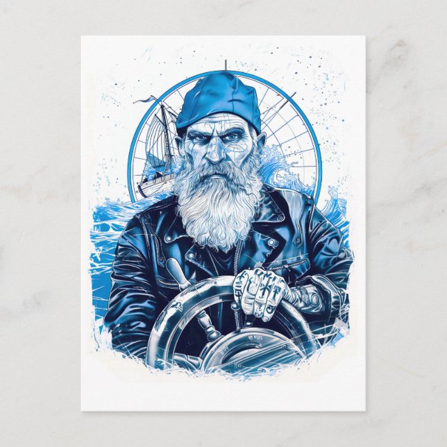 Postal Sailor Steering Ship Wheel In Maritime Setting (Anverso)