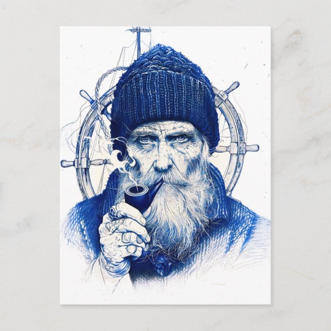 Postal Sailor Steering Wooden Ship Wheel With Pipe (Anverso)