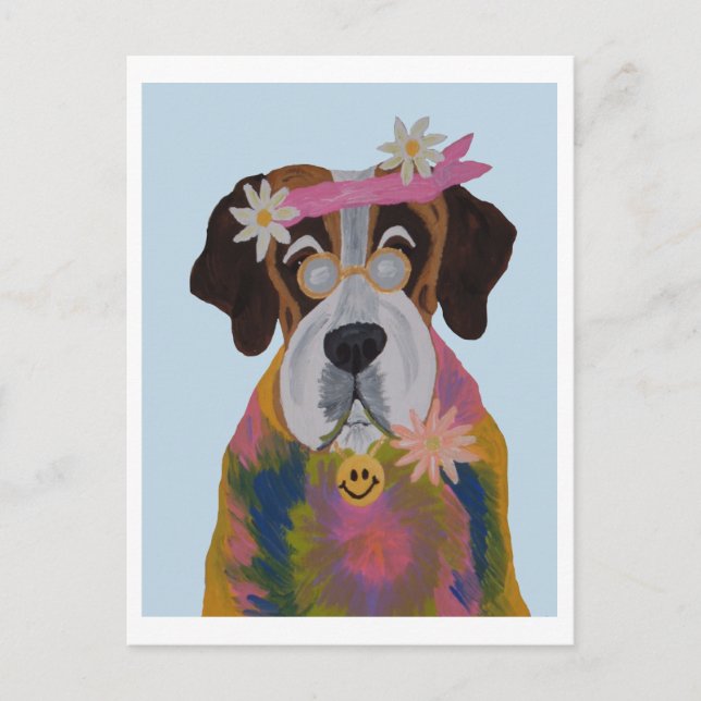 Postal Saint Bernard Hippie (Anverso)
