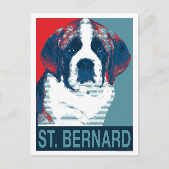 Postal Saint Bernard Puppy Hope Diseño de Parodia Polític (Anverso)