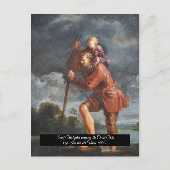 Postal Saint Christopher con Cristo infantil (Anverso)